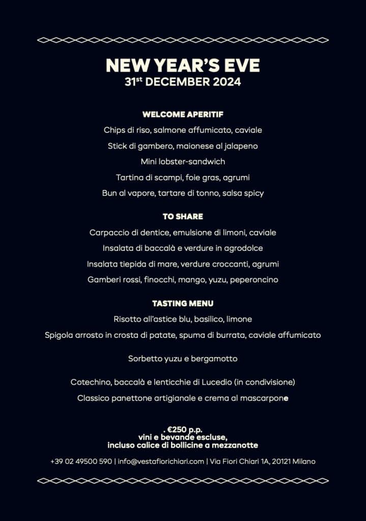 Vesta - Menu Capodanno 2024